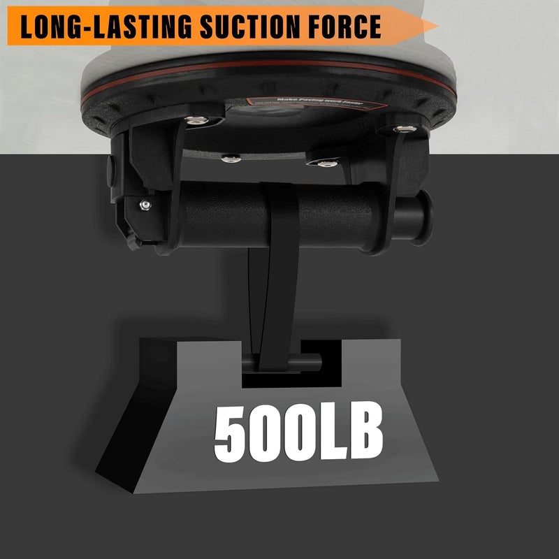 DJSUNPACKING 8" Vacuum Suction Cups Heavy Duty for Lifting Large Glass - Industrial Suction Cup Lifter with Handle, 500 lbs Load Capacity (2 Pack) - Image 5